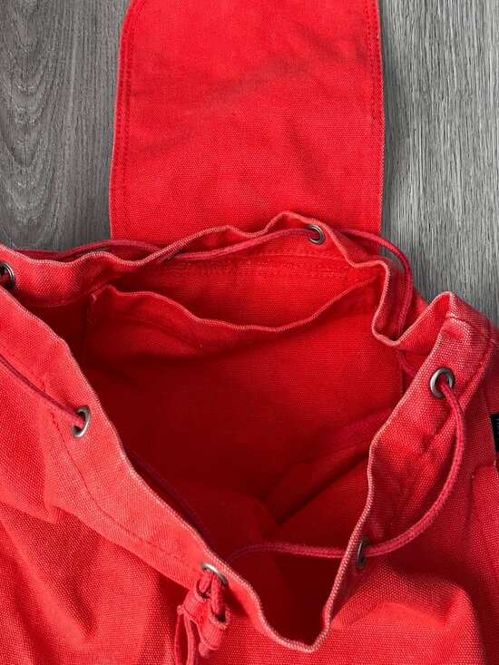 BAGGU Orange Canvas Backpack – Casual Drawstring Daypack